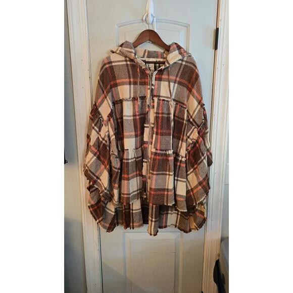 PLAID PONCHO JACKET OLI & HALI